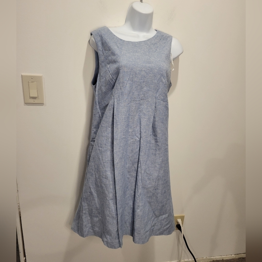Donna Morgan Size 12 Linen/cotton Blend Fit&flare Easter Dress Pockets